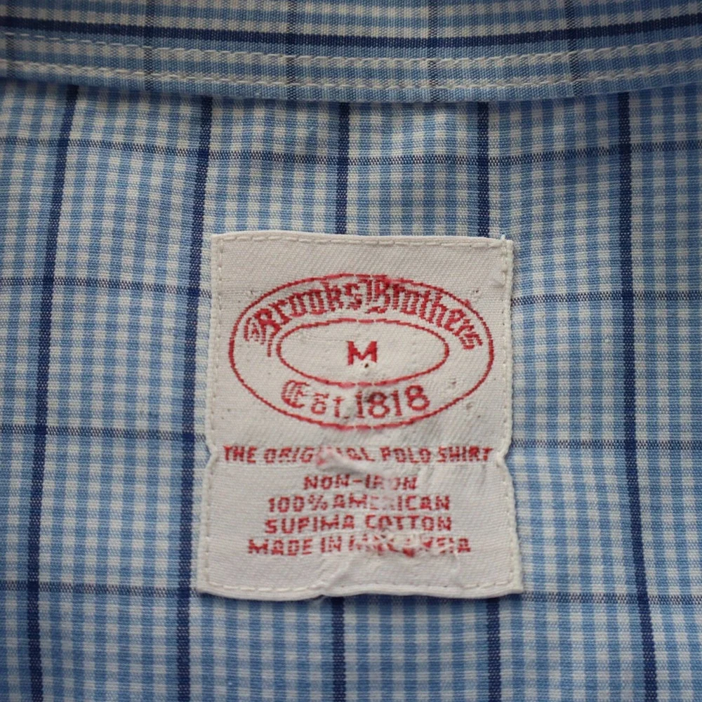 Brooks Brothers Shirt Mens Medium Non-Iron Button Down Blue‎ Plaid Long Sleeve